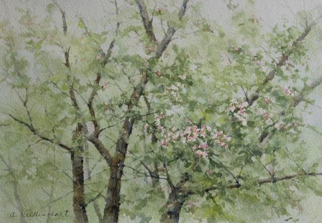 Ann Vaillencourt, <i>Blossoms Waking, </i>watercolor, $600