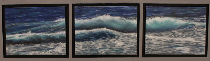 Rosemary Gates	, <i>	Two Waves in a Row	, </i>	oil	, 	$350