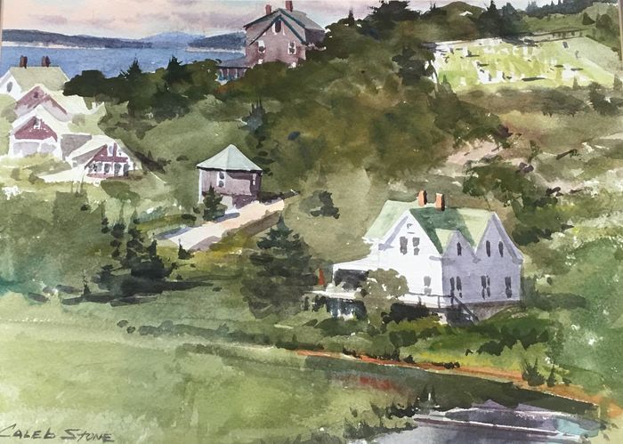 Caleb Stone	, <i>	Horn's Hill Overlook	, </i>	watercolor	, 	$1,400	, 	11 x 15
