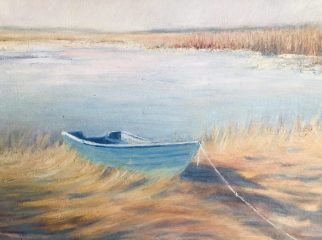 Donna Giberto, "Boat on the Frozen Marsh", oil, 16.5x13.5, $750