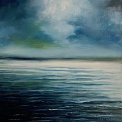 Jennifer Tassmer, "Moonlit Water", oil, 10x10, $295