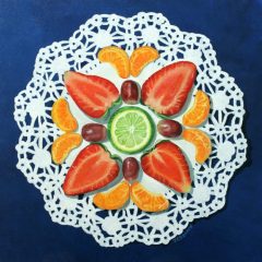 J Elaine Senack, "Fruit Mandala", acrylic, 12x12, $750