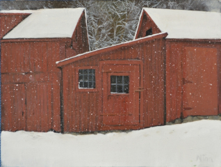Nina Ritson, "Early Snow", oil, 6x8, $250