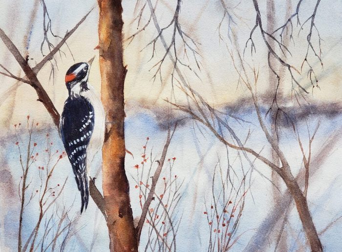 Cora Prebis, "Winter Coming", watercolor, 22.5x18.5, $350