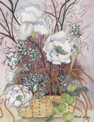 Pamela Morgan, "White Iris and Apples", watercolor, 10x8, $540