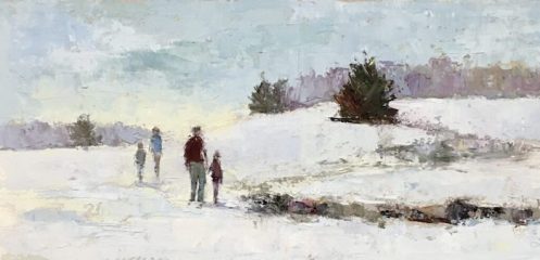 Lisa Miceli, "Winter Light", oil, 6x13, $45