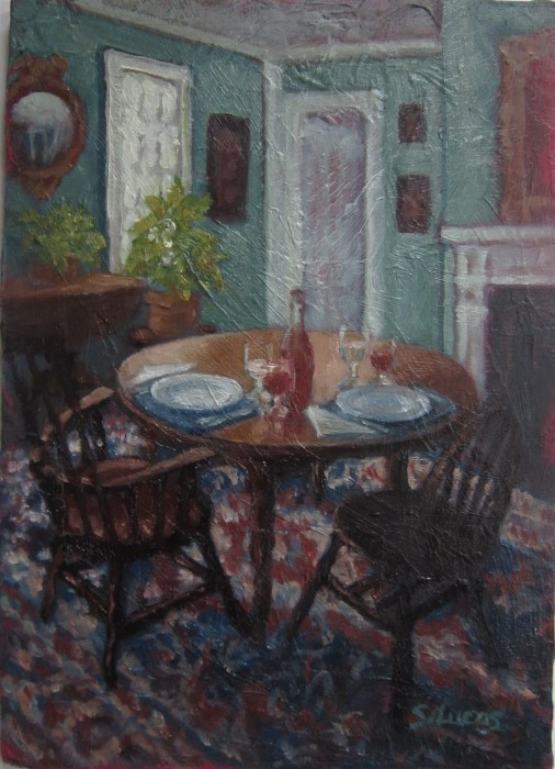 Sarah Stifler Lucas, "Afternoon Vignette", oil, 7x5, $495.