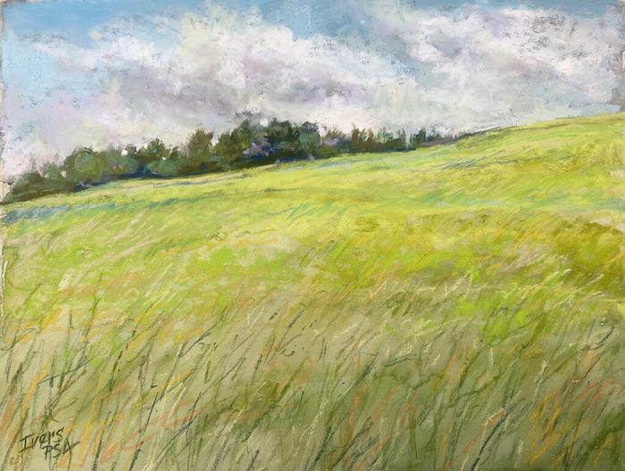 Christine Ivers, "The Color of Grass", pastel, 9x12, $150