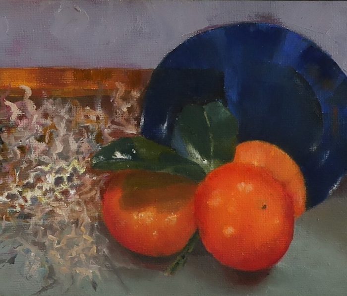 Carol Frieswick, "Mandarins", oil, 6x6, $145
