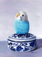 J Elaine Senack, "Blue Parakeet", acrylic, 8x6, $580