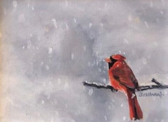 Dawn Bisharat, "A Winter Moment", acrylic, 6x8, $250