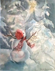 Jane Critchett, "Winter Wonderland", watercolor, 10x8, $220