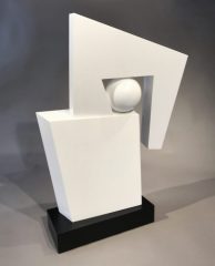 Robert Meyer, "2 Forms w/Sphere no.10", Powder Coated Steel, Aluminum, 25x21x7, $6,500