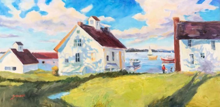 Blanche Serban, "The River of Time", oil, 12x24, $770
