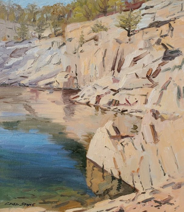 Caleb Stone, "Autumn Afternoon Flat Ledge Quarry", oil, 16x14, $2,000
