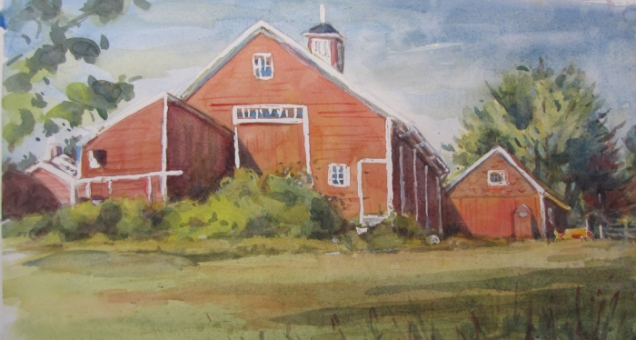 Beverly Tinklenberg, "Daniels Farm", Watercolor, 8.5x15, $300