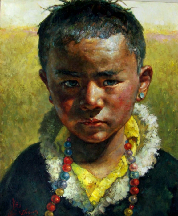 Christopher Zhang, "Tibetan Boy", oil, 36x30, $16,000