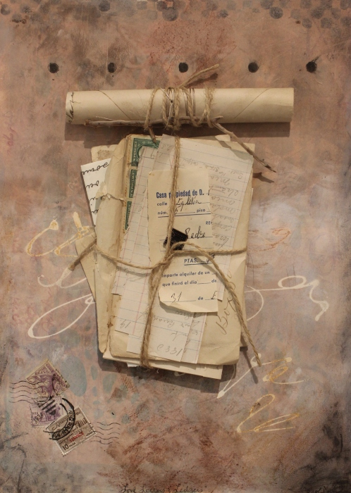 Carol Dunn, "Love Letters and Ledgers", mixed media, $325