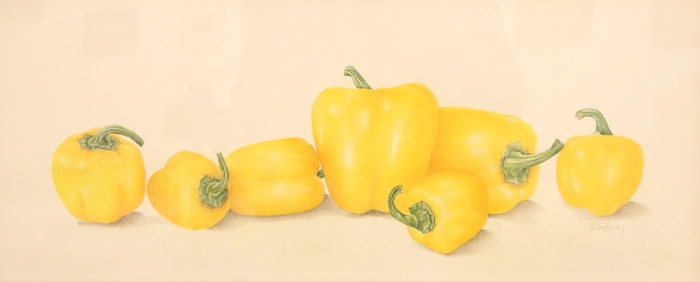Betsy Barry, "Seven Yellow Fellows", colored pencil, $800