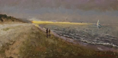 Tom Moukawasher, "Nantucket Beach", oil, $1,250