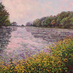 Jill Beecher Matthew, "Goldenrod on Joshua Pond", oil, $1,250
