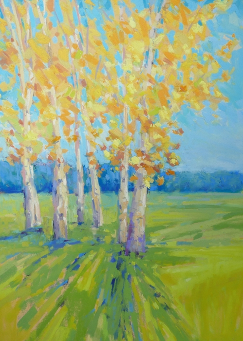 Diana Rogers, "Birch Trees Early Autumn", pastel, $450