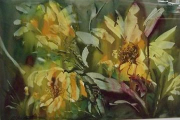 Ralph Acosta, "Ralph's Sunflowers", watercolor, $850