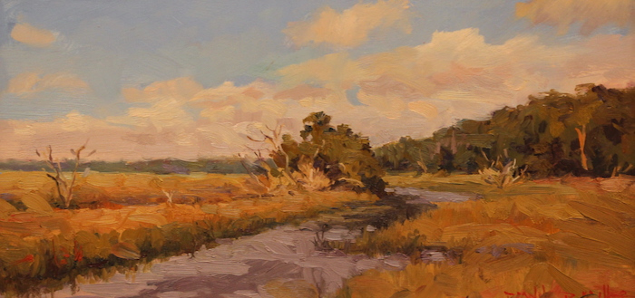 Dianne Panarelli Miller, "Up the Creek", oil, $950