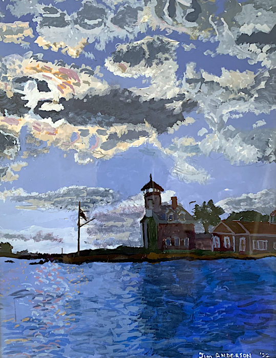 James Anderson, "Noank Lighthouse", gouache, $325