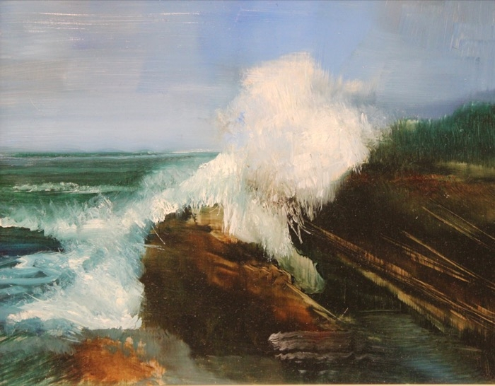 Catherine  Russell	, <i>	Breaking Surf on Salt Island	</i>, 	oil	,	$275