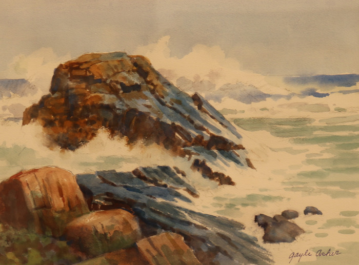 Gayle Asher, "Rocks & Sea", watercolor, $600,