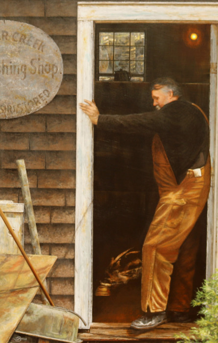 Del-Bourree Bach, "A Good Day's Work", acrylic, $12,000, 24x15.5"