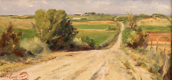 John S. Caggiano, "Home Stretch", oil, $1,750, 8x16"