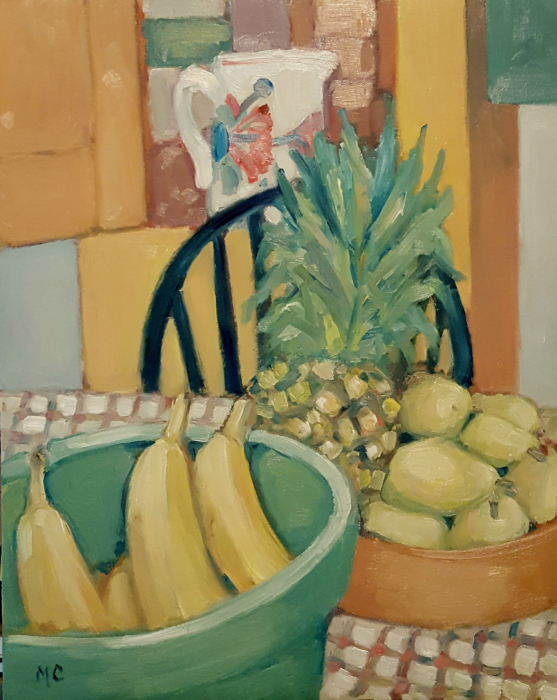 Michael Centrella, "Bananas, Pinapples, and Pears (alla prima frutti)", oil, $1,100, 20x16"