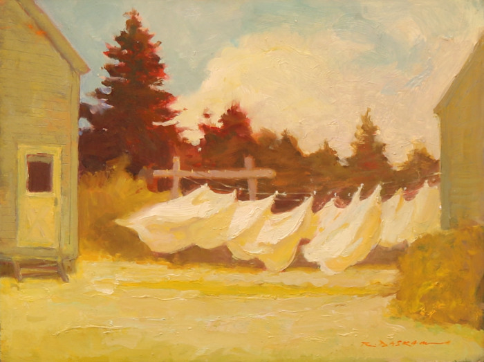 Rick Daskam, "Trailing Yew Laundry", oil, $950, 9x12"