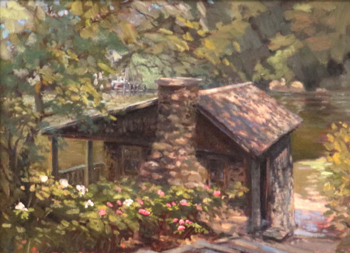 Jennifer Holmes, "Camp Clair View", oil, $1,000, 9x12"