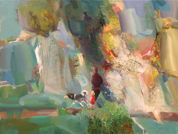 Sunil Howlader, "Walking With Grandma", acrylic, $3,800, 30x40"