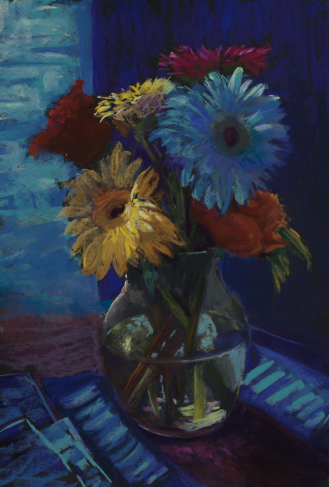 Karen Israel, "Blue Notes", pastel, $850, 21x14"