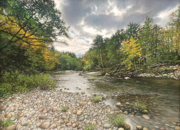 Stephen Linde, "The Sunday River", pastel, $1,600, 12x16"