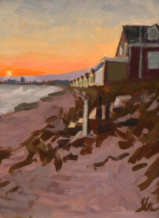 Sara Drought Nebel, "Truro Sunset", acrylic, $625, 8x10"