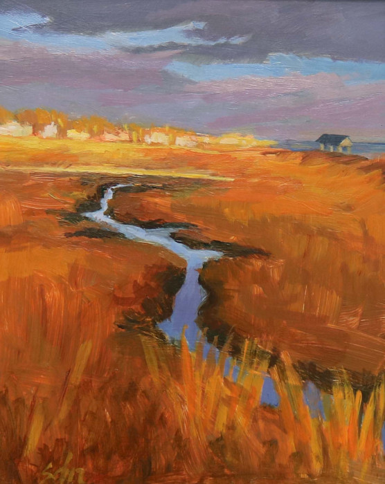 Sara Drought Nebel, "Winter Marsh - Seaview Ave.", acrylic, $625, 8x10"