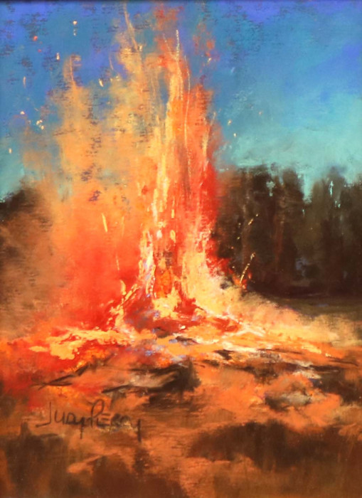 Judy Perry, "S'mores Please", pastel, $625, 12x9"