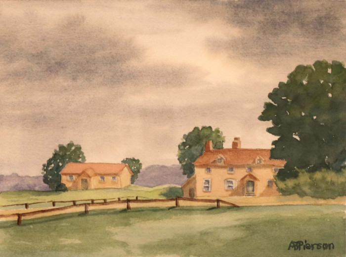 Anne B Pierson, "Country Estate", watercolor, $300, 14x18"