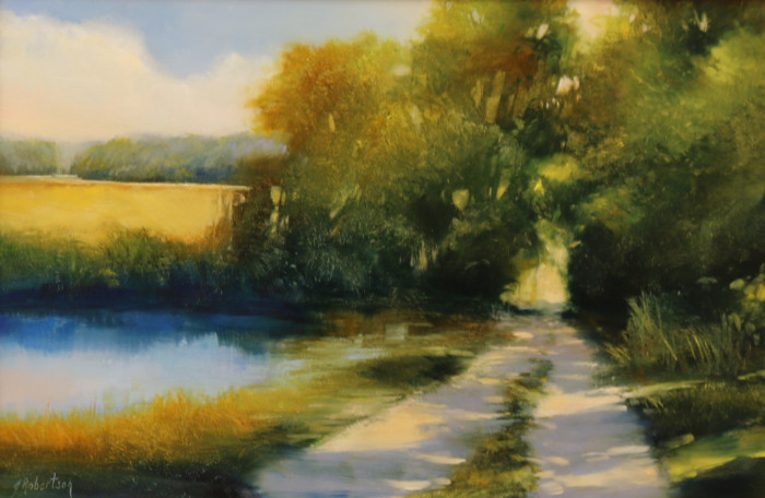 Janine Robertson, "Light Spill", oil on aluminum, $1,100,
