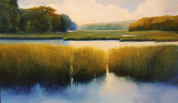 Janine Robertson, "Salt Meadow Expanse", oil on aluminum, $3,900,