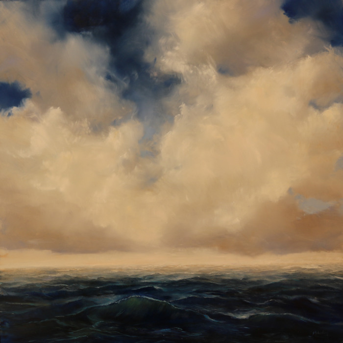 Janine Robertson, "Saphire Sea", oil on aluminum, $3,200,