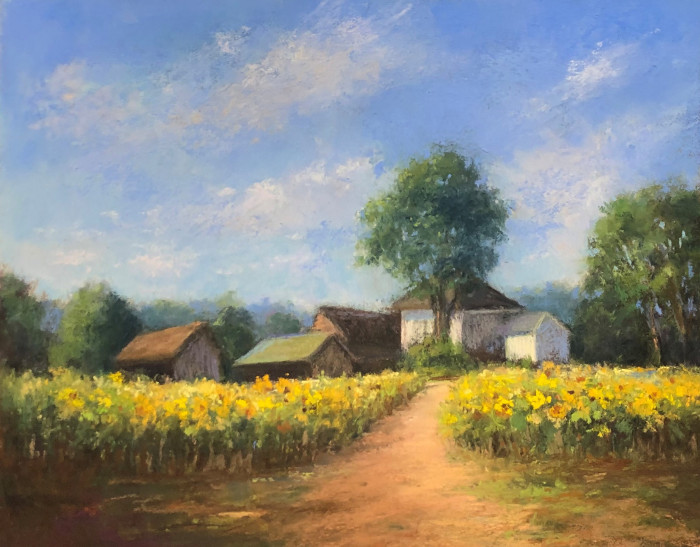Beverly A. Schirmeier, "Field of Sunshine", pastel, $675, 11x14"