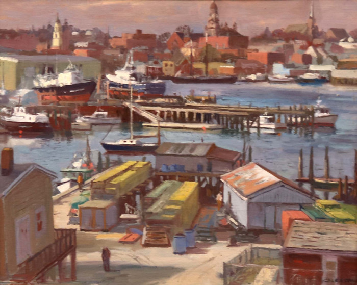 Caleb Stone, "Gloucester Harbor Overlook", oil, $2,800, 16x20"