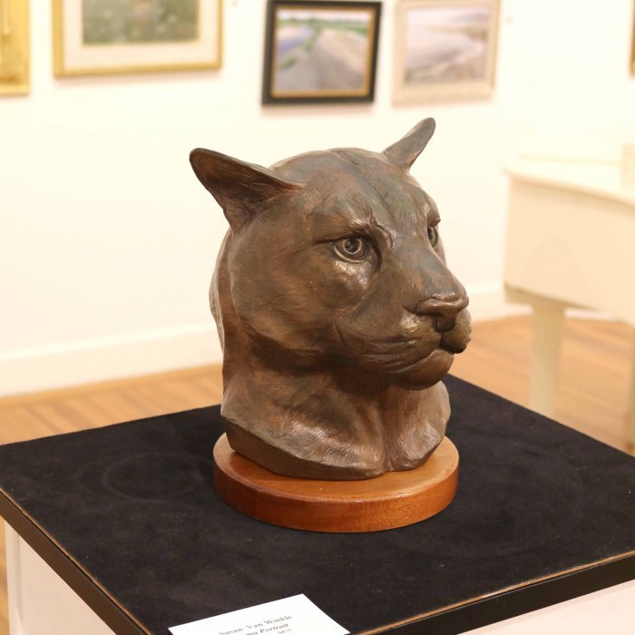 Susan Van Winkle, "Puma Portrait", cast stone, $875,