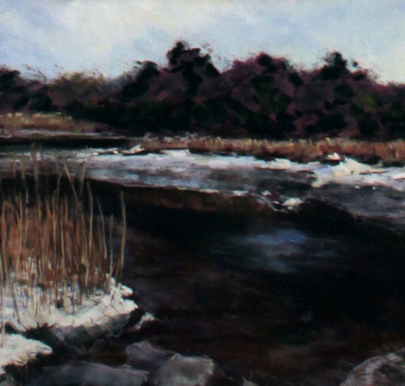Wrigley, Garnet, Poquetanuck Cove, January, Soft Pastel, $1500, 11x11